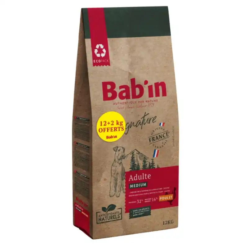 CROQUETTES SIGNATURE MEDIUM ADULTE 12KG + 2KG OFFERTS – BAB‘IN Haute Qualité