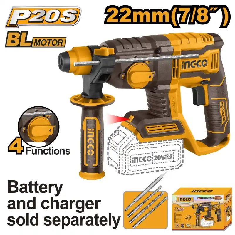 Acheter En Ligne MARTEAU PERFO BURINEUR SDS+ BL 20V NU – INGCO