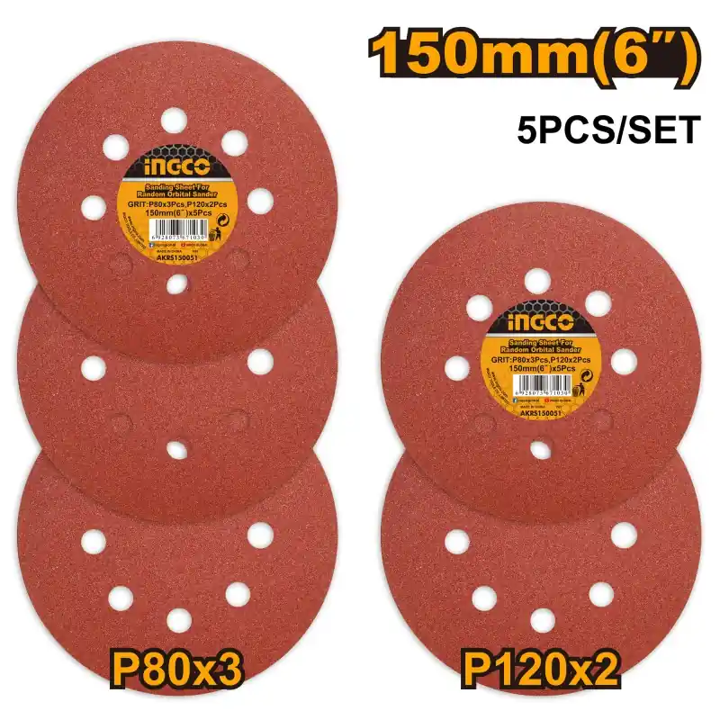 Nouvelle Collection 5 ABRASIFS Ø150MM POUR PONCEUSE RS4508 – INGCO