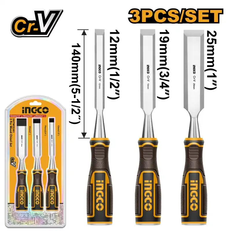JEU DE 3 CISEAUX BOIS 12/19/25MM – INGCO Vente Directe