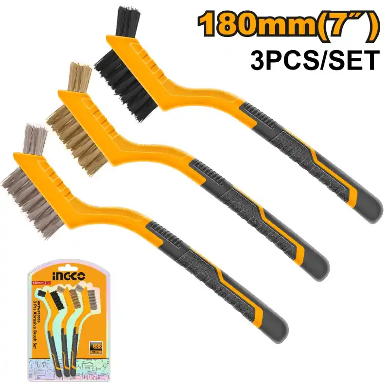 JEU DE 3 BROSSES NYLON LAITON METAL – INGCO Meilleure Vente