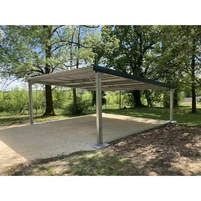 ABRI METAL 1 PENTE 5X4M 4 FACES OUVERTES Offre Limitée