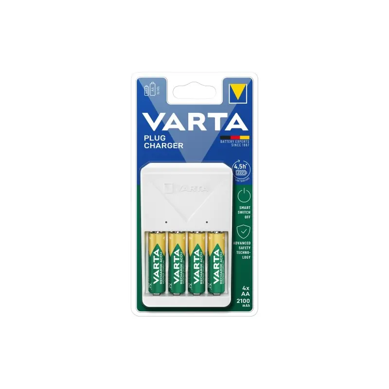 CHARGEUR DE PILES + 4 PILES AA RECHARGEABLES – VARTA Réduction