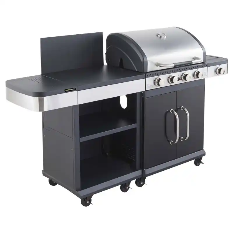 Bon Marché PACK CUISINE BARBECUE À GAZ FIDGI 4 + DESSERTE – COOK‘IN GARDEN
