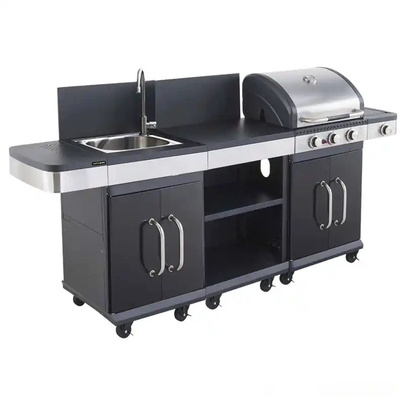 PACK CUISINE BARBECUE À GAZ FIDGI 3 + DESSERTE + ÉVIER – COOK‘IN GARDEN Expédition Rapide