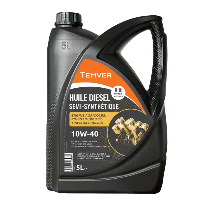 Prix Promo HUILE TRACTEUR DIESEL SYNTHESE 10W40 5L – TEMVER