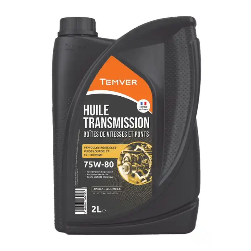 HUILE TRANSMISSION 75W80 2L – TEMVER Certifié