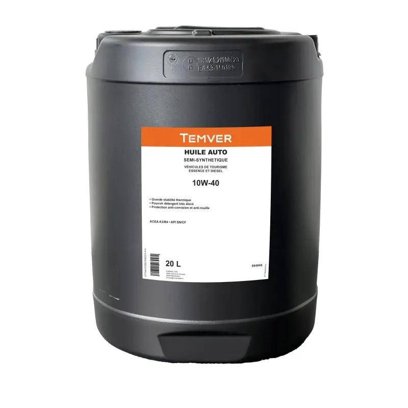 Prix Choc HUILE AUTOMOBILE SEMI-SYNTHESE 10W40 20L – TEMVER
