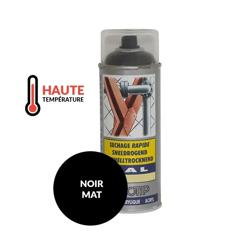 Expédition Rapide Peinture spéciale motoculture couleur NOIR MAT Haute Température – Aérosol 400ml