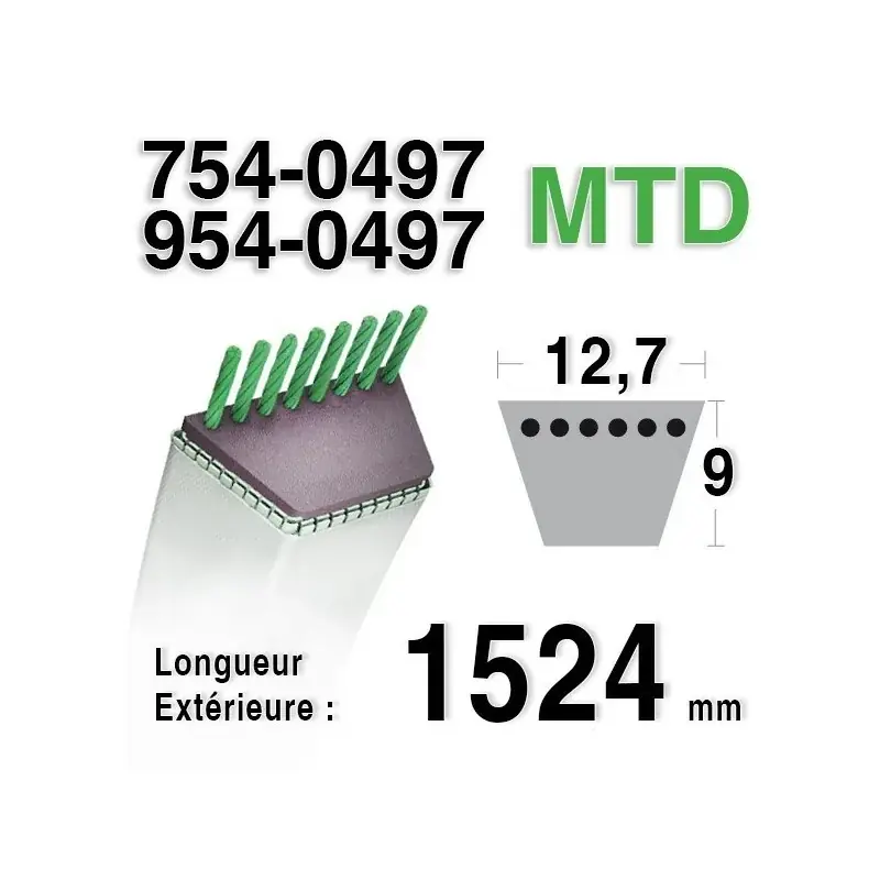 Courroie pour tondeuse autoportee MTD 754-0497 – 954-0497 Vente Flash