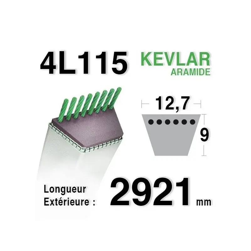 Courroie 4L1150 – 4L115 – HUSQVARNA 532442781 – 583566401 – JONSERED – 14993 – JOHN DEERE – 107-17HS Offre Du Jour
