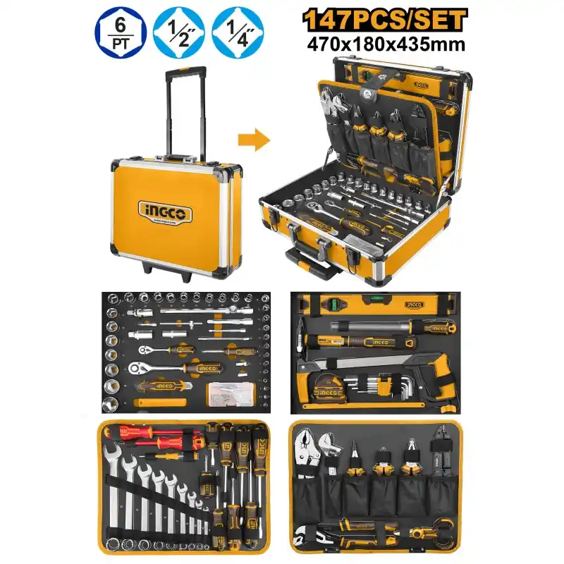 MALETTE ALU OUTILS A MAIN 147 PIECES – INGCO Nouvelle Collection