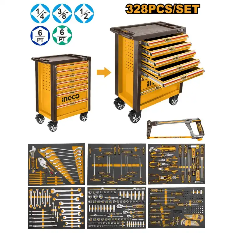 SERVANTE COMPLETE 7 TIROIRS 328 PIECES – INGCO Promotion Saisonnière