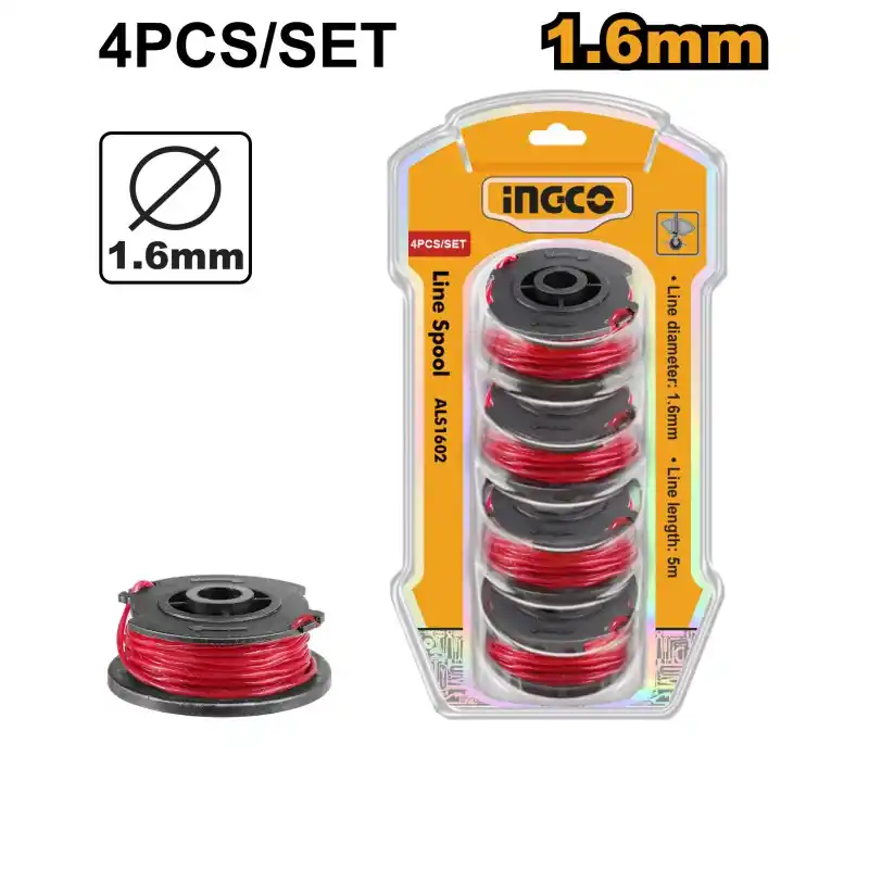 Offre Du Jour LOT DE 4 BOBINES DE 5M FIL SPIRALE 1.6MM POUR COUPE-HERBE – INGCO