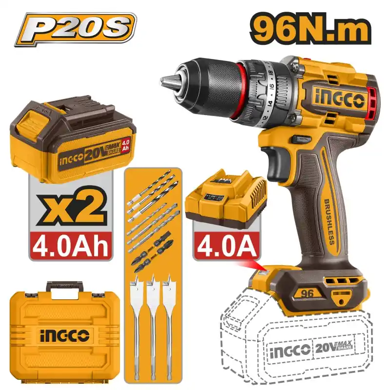 COFFRET PERCEUSE PERCUSSION 20V 2X4AH 96NM Ø13MM – INGCO Achat Immédiat