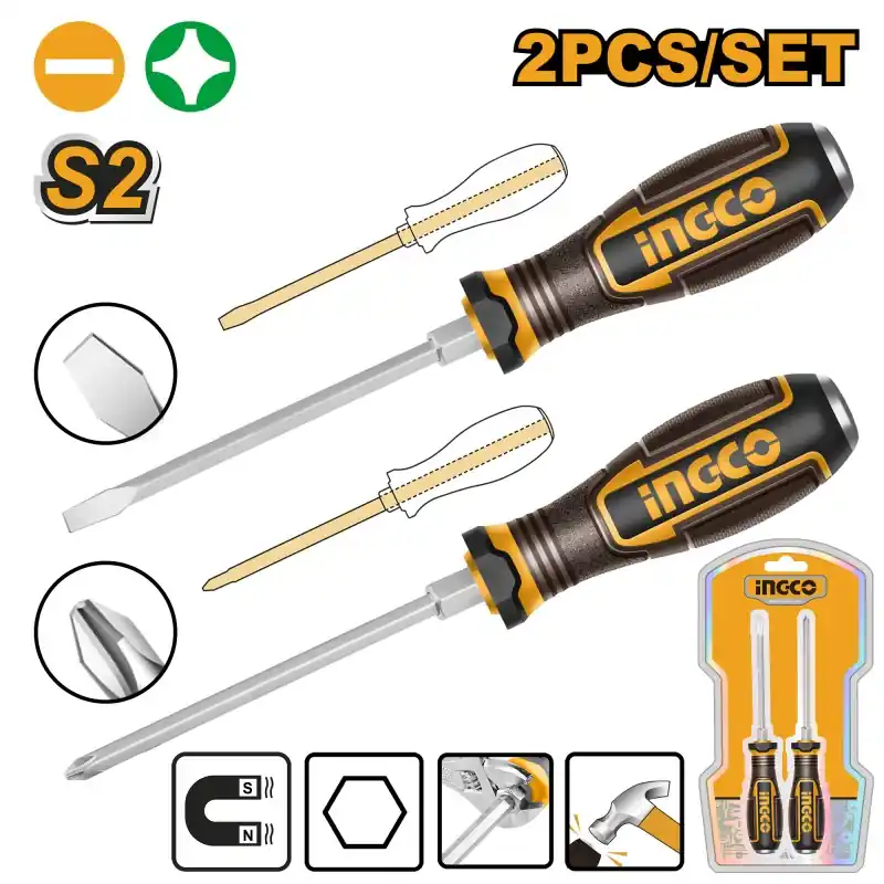Achetez Aujourd&rsquo;hui JEU 2 TOURNEVIS A FRAPPER PH2X6X125 & SL6.5X6X125 – INGCO