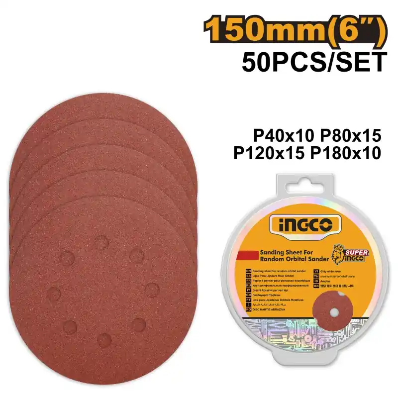 Expédition Rapide 50 ABRASIFS Ø150MM POUR PONCEUSE RS4508 – INGCO