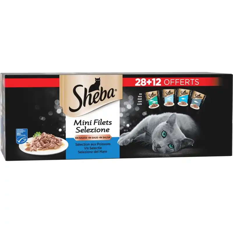 Meilleur Prix 40 SACHETS FRAÎCHEURS CHATS SÉLECTION AUX POISSONS – SHEBA