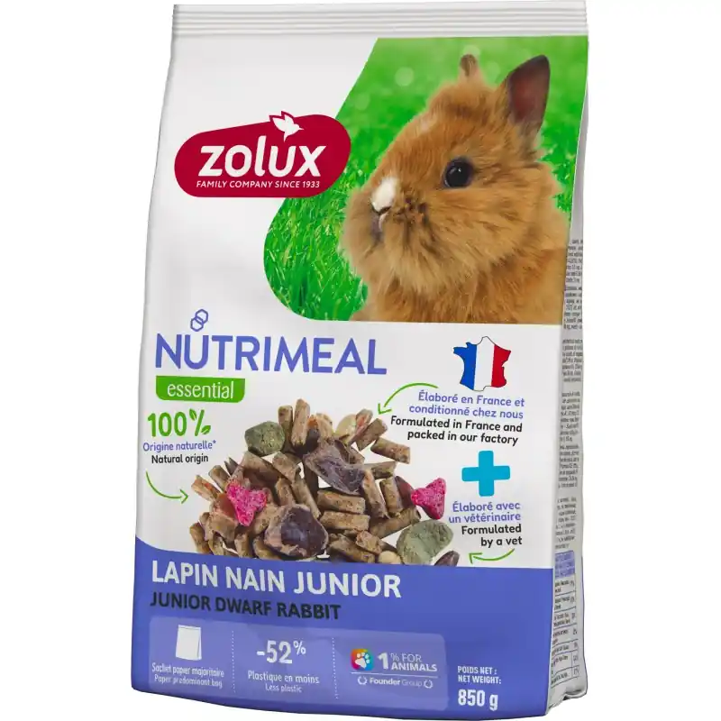 Expédié Aujourd&rsquo;hui NUTRIMEAL LAPIN JUNIOR MELANGÉ 850G – ZOLUX