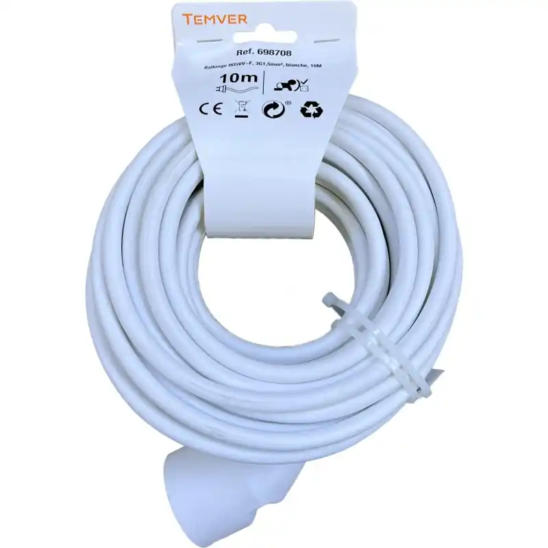 PROLONGATEUR RALLONGE BLANC 10M – TEMVER Livraison Express