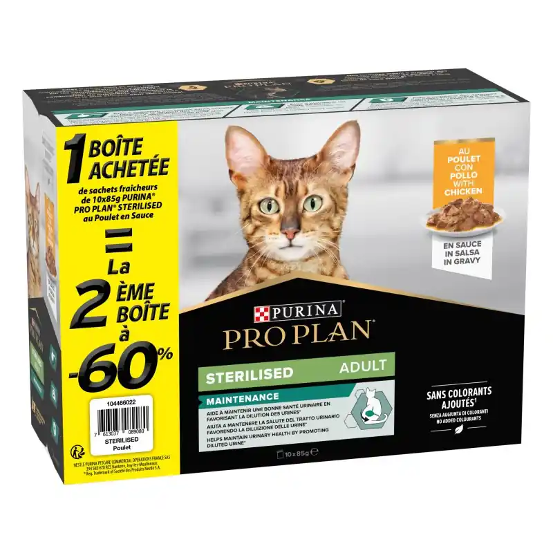 Prix Bas ALIMENT HUMIDE CHAT PRO PLAN NUTRISAVOUR STERILISED AU POULET – SACHETS 20X85 G