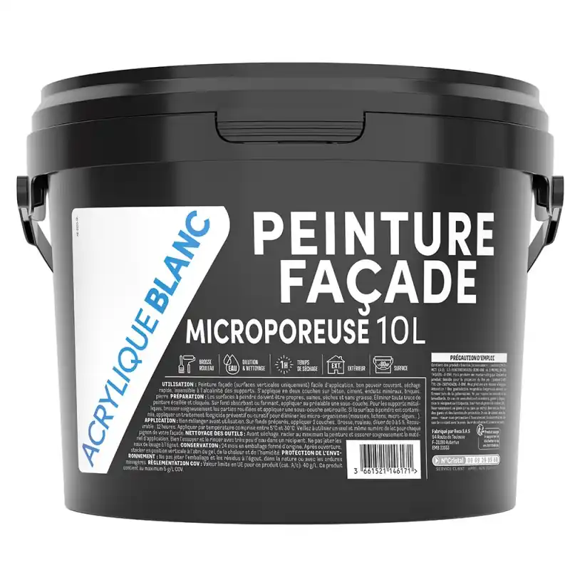 Super Prix PEINTURE FACADE ACRYLIQUE BLANC 10 L