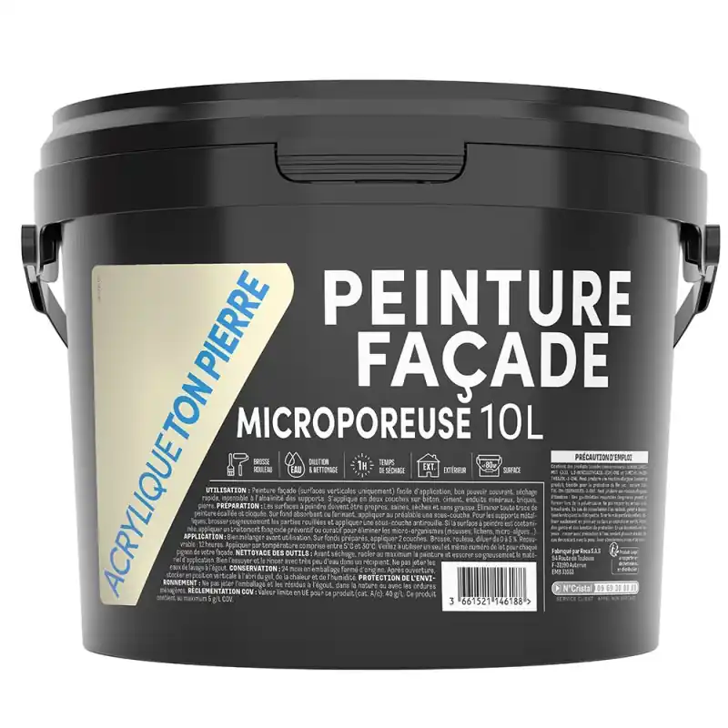 PEINTURE FACADE ACRYLIQUE TON PIERRE 10 L Usine Directe