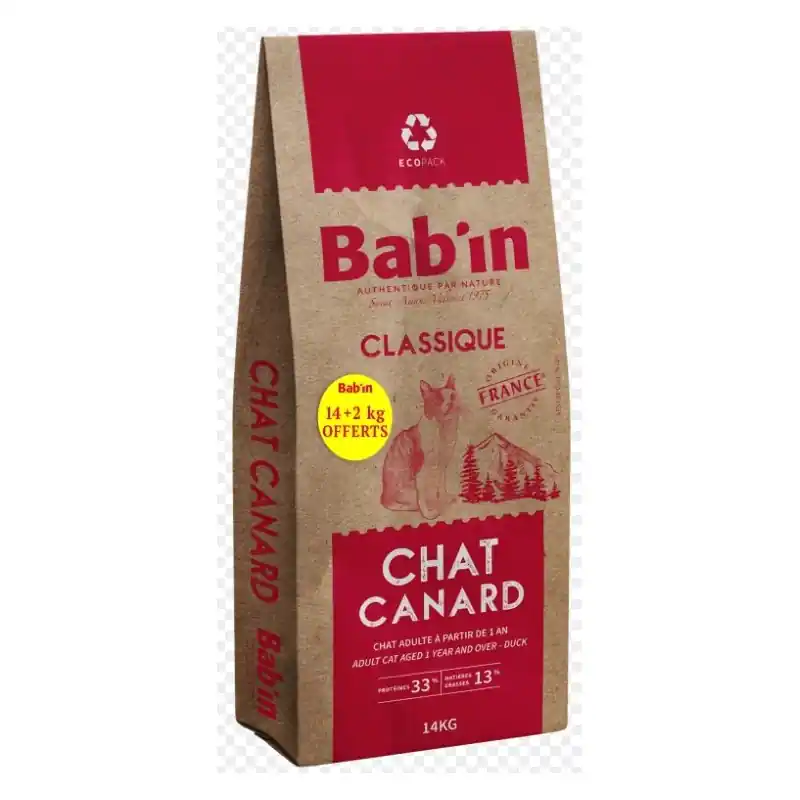 Vente Directe CROQUETTES CLASSIQUE CHAT ADULTE CANARD 16KG – BAB‘IN