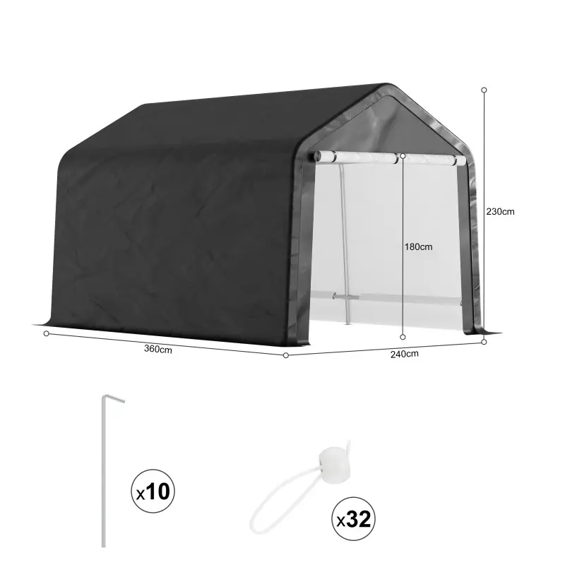 Achat Immédiat TENTE DE RÉCEPTION / ABRI GARAGE GRIS 2.4X3.6M – MACXI