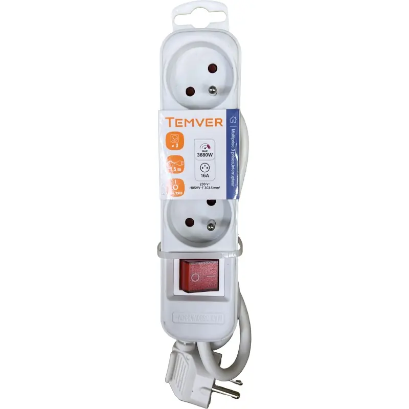 Paiement Sécurisé RALLONGE MULTIPRISE H05VV-F 3G1.5 3PRISES 1.5M – TEMVER