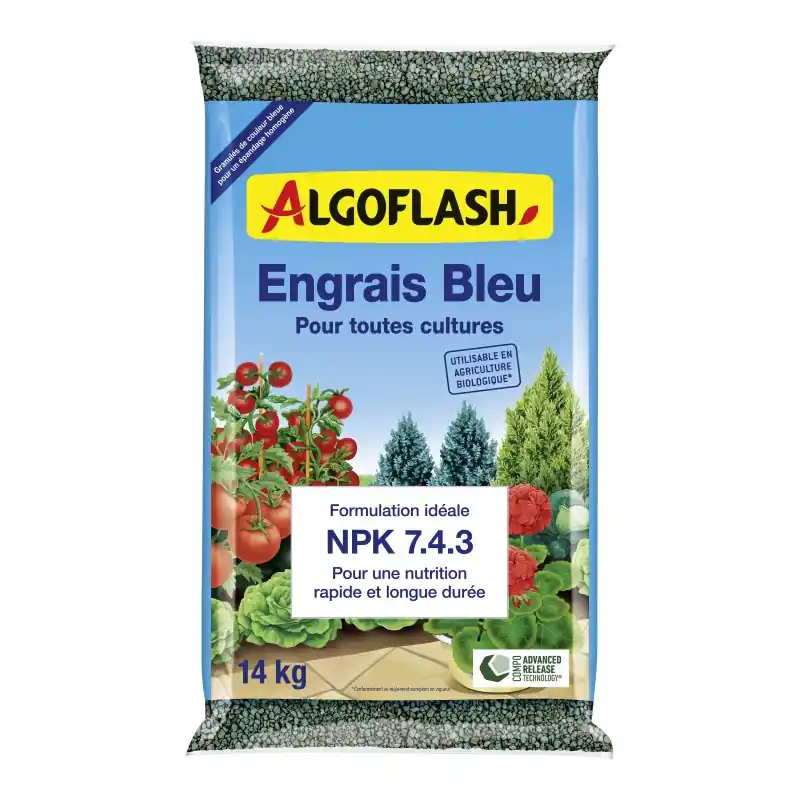 Offre Limitée ENGRAIS BLEU UNIVERSEL 7-4-3 UAB 14 KG – ALGOFLASH