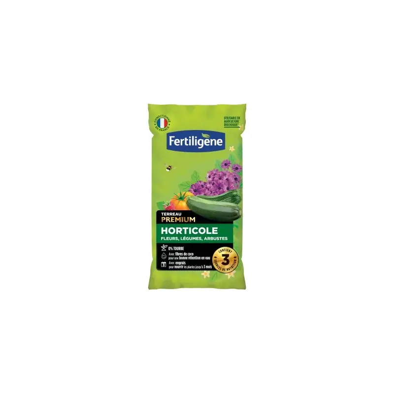 Soldes TERREAU HORTICOLE SANS TOURBE 60L – FERTILIGENE
