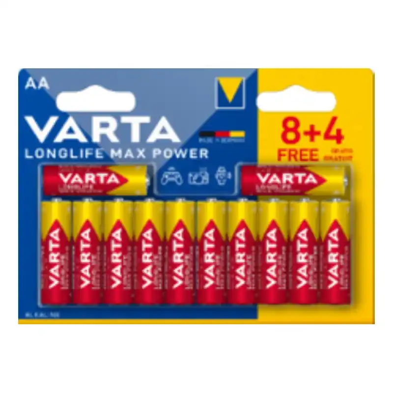 Remise PILES LR06 (AA) LONGLIFE MAX POWER 8+4 GRATUITES – VARTA