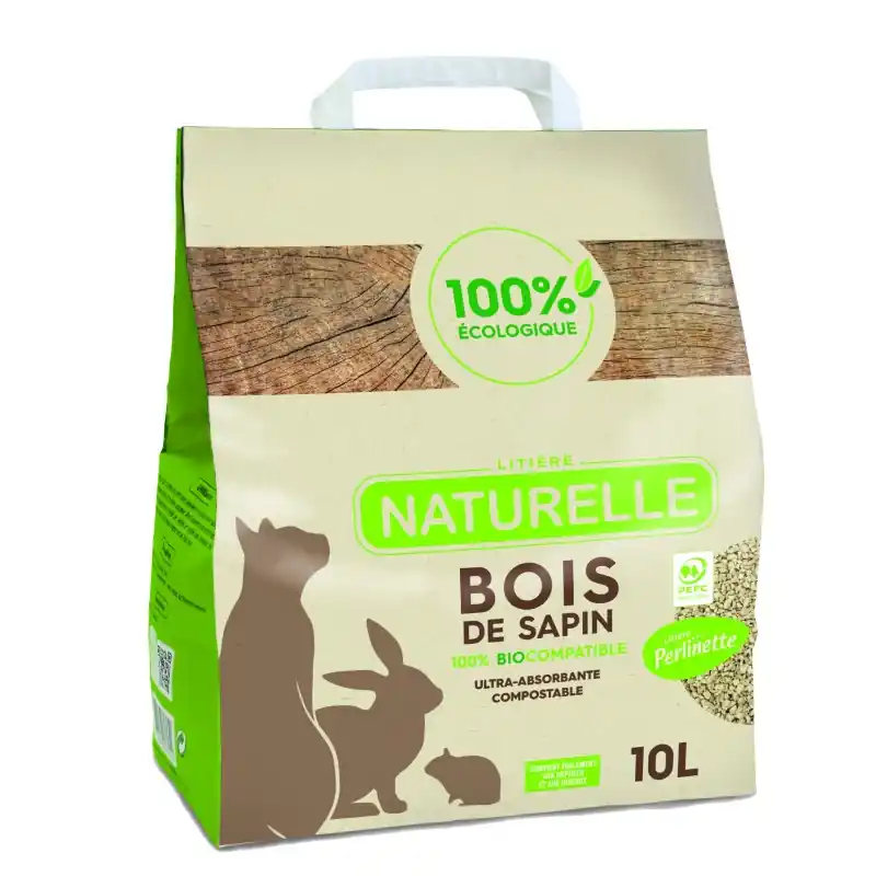 LITIERE CHAT PERLINETTE BOIS DE SAPIN 10L Certifié