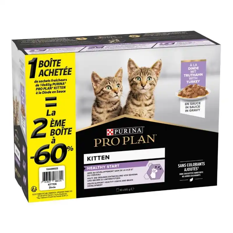Populaire ALIMENT HUMIDE CHATON PRO PLAN NUTRISAVOUR KITTEN À LA DINDE – SACHETS 20×85 G