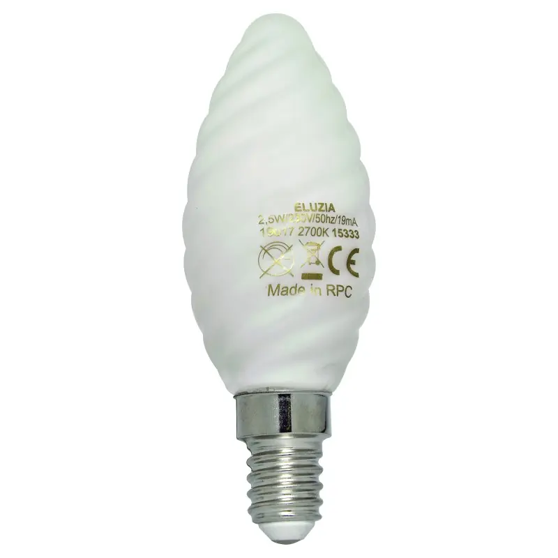 Paiement Sécurisé AMPOULE LED FLAMME TORSADÉE 4KK 2.5W 250L E14 – ELUZIA