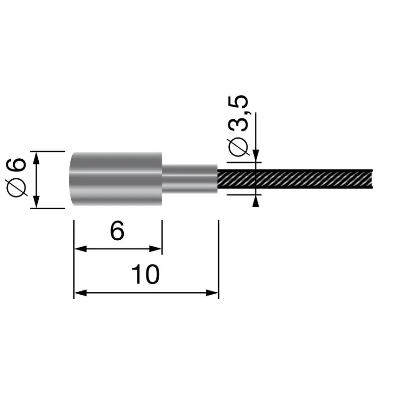 CÂBLE SOUPLE Ø2MM 19 FILS EMBOUT CYLINDRIQUE 2.5M Vente Flash