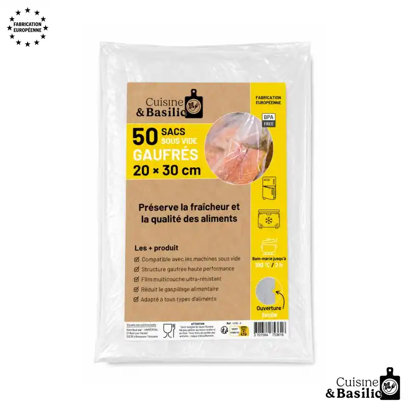 SACS SOUS VIDE GAUFRÉS 20X30CM X50 UNIVERSEL Authentique