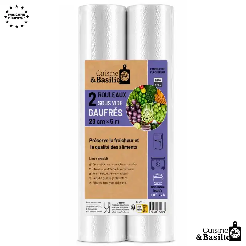 ROULEAUX SOUS VIDE GAUFRÉS 28CM X L.5M X2 UNIVERSELS Prix Promo