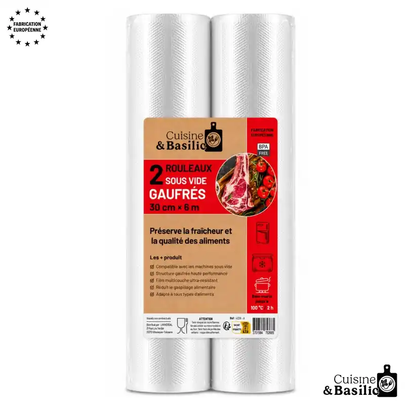 Prix Promo ROULEAUX SOUS VIDE GAUFRÉS 30CM X L.6M X2 UNIVERSELS