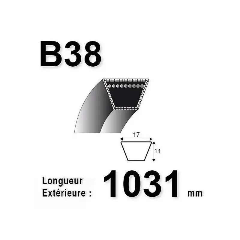 COURROIE B38 – TRAPÉZOIDALE 17 MM X 1031 MM Offre Exclusive