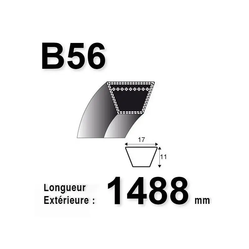 Offre Limitée COURROIE B56 – TRAPÉZOIDALE 17 MM X 1488 MM