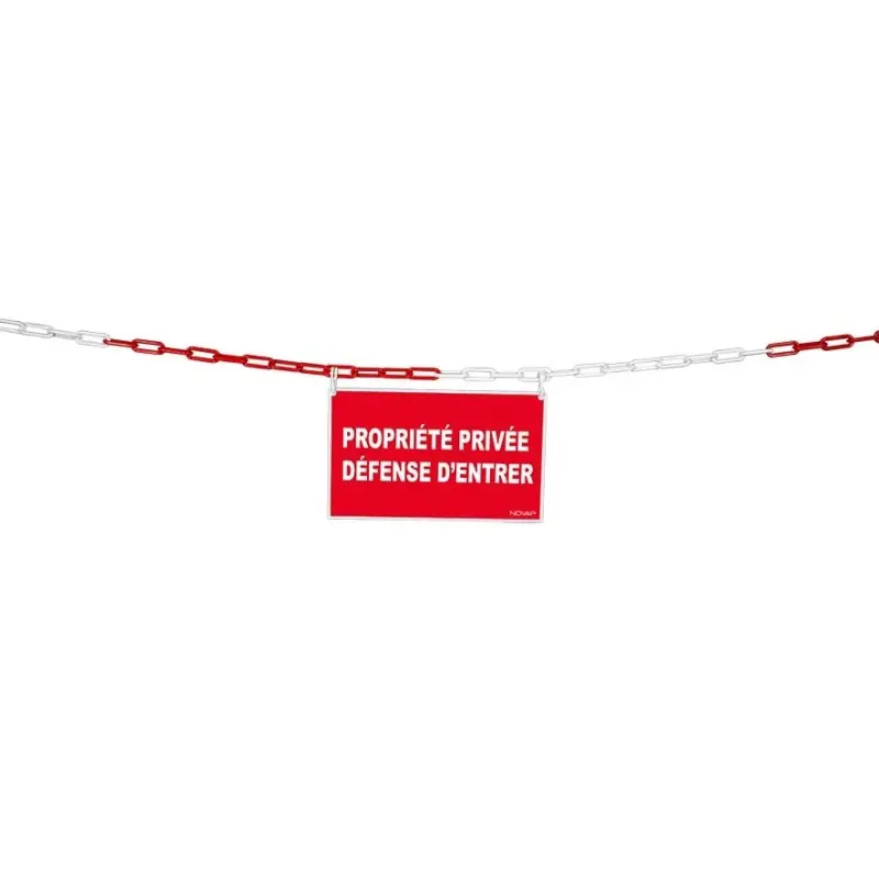 Expédié Aujourd'hui Kit de délimitation chaîne 5m rouge/blanc et panneau propriété privée défense d‘entrer