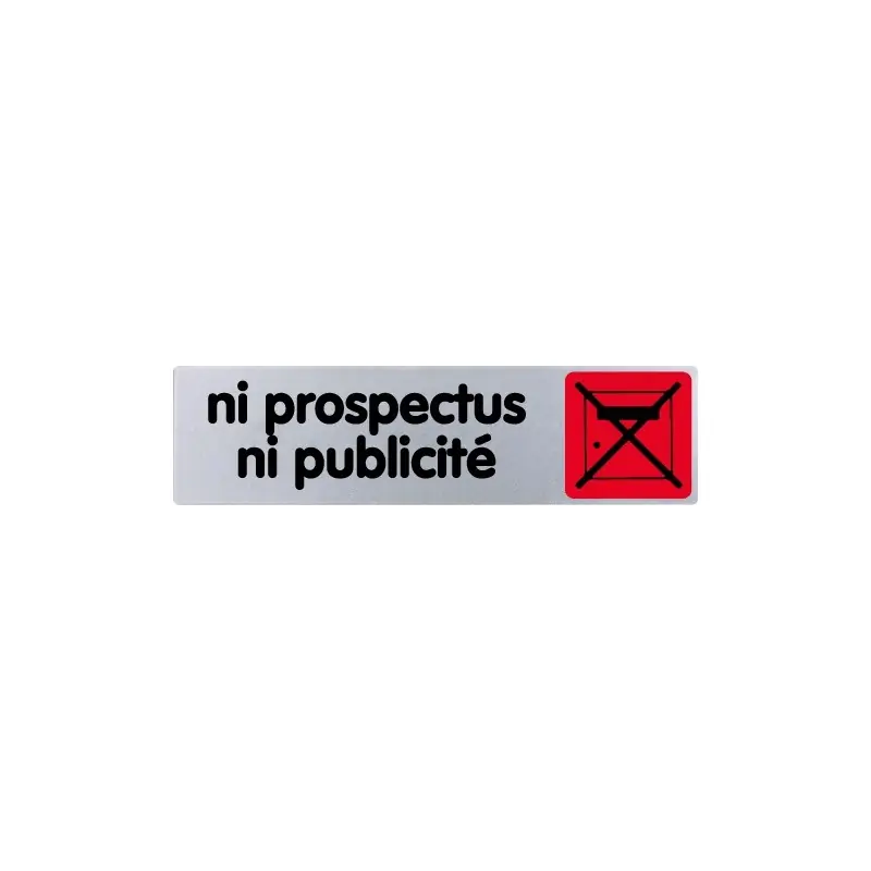 PLAQUE DE PORTE NI PROSPECTUS NI PUBLICITÉ 170X45MM PLEXI COULEUR Livraison Express