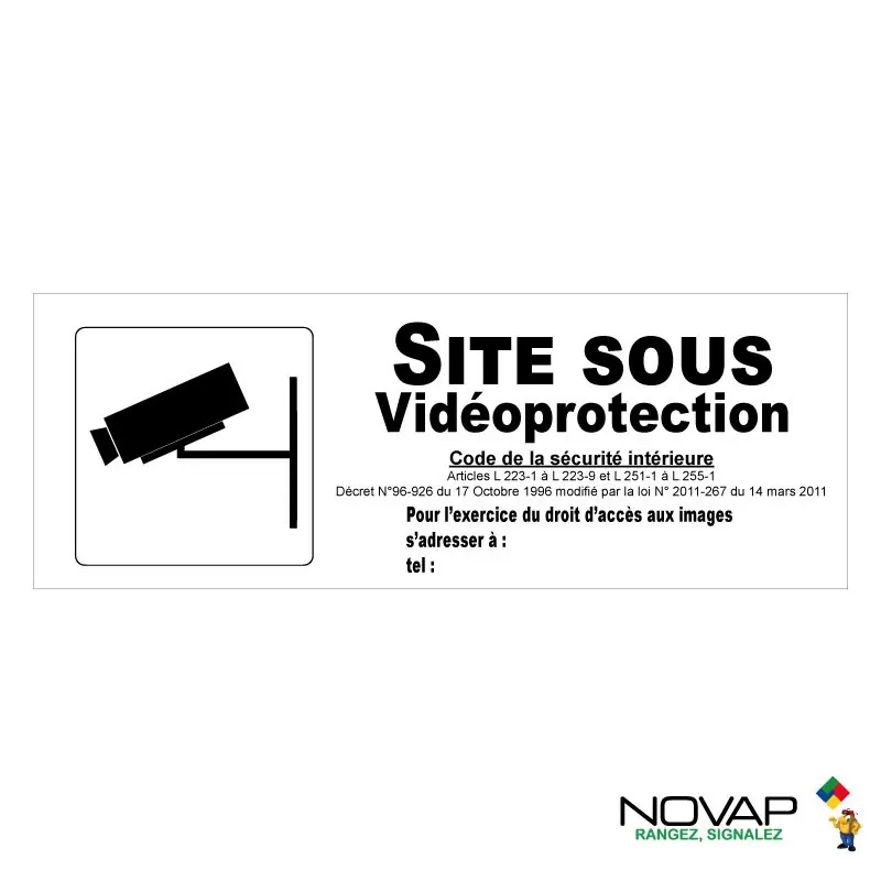Panneau Site sous vidéoprotection avec pictogramme – Rigide 330x120mm Pas Cher