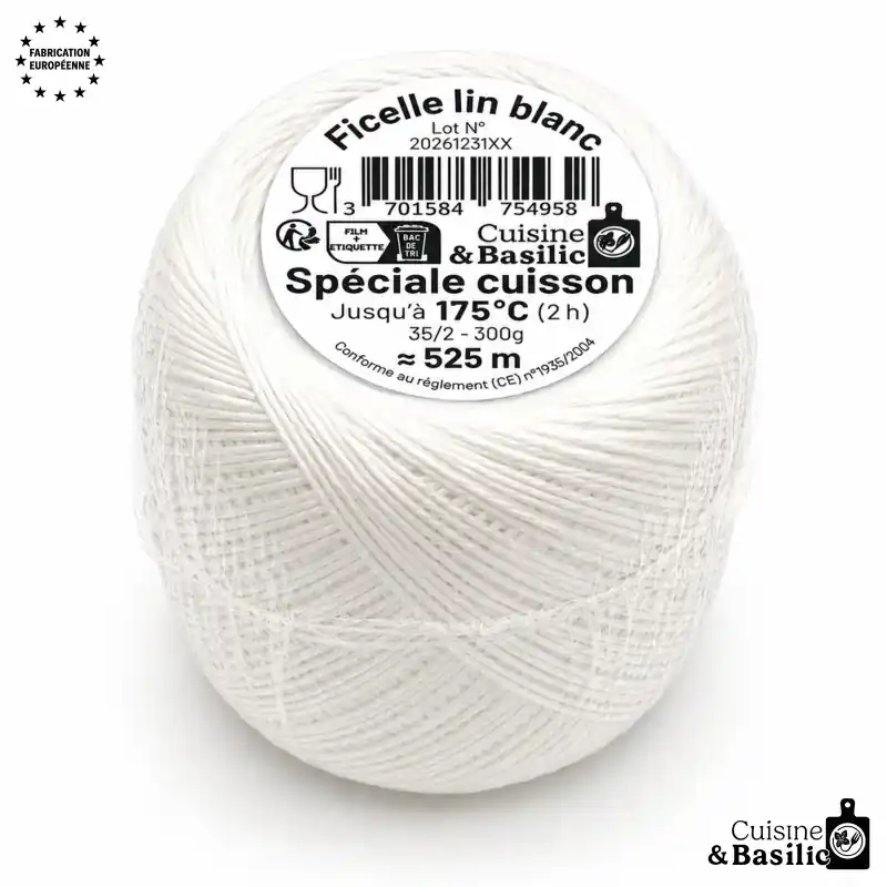 FICELLE CHARCUTERIE ENVIRON 525M LIN BLANC 300G Authentique