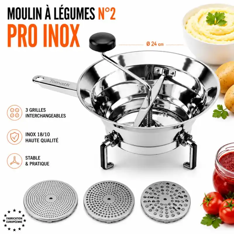 MOULIN A LÉGUMES PRO INOX 3 GRILLES D. 24CM Offre Spéciale