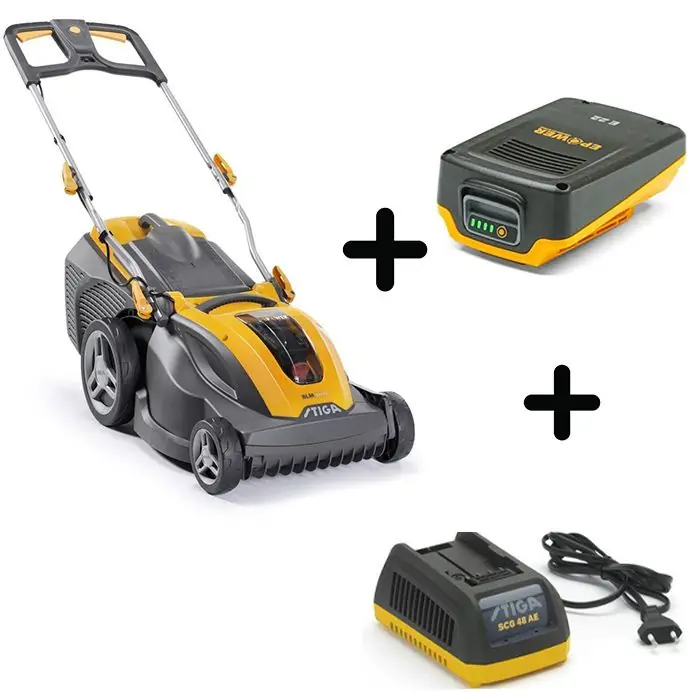 Pack tondeuse à batterie Combi 344e kit (batterie et chargeur inclus) Stiga Dernière Chance