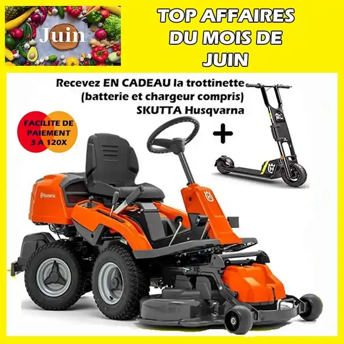 Rider R214T Husqvarna Coupelle 103cm, recevez en CADEAU une trottinette SKUTTA Husqvarna Meilleur Prix