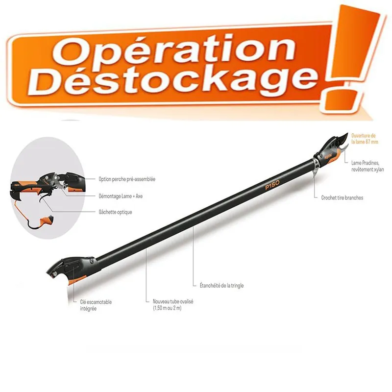 Dernier Modèle MAXI DESTOCKAGE Perche Pellenc 1m pour Prunion 150 et 250
